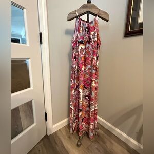 Jude Connally Pink and Orange Paisley Maxi Dress